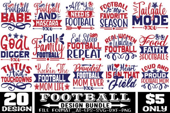 Football Design Bundle: Graphics for Crafts & Digital Sellers