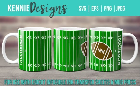 Football Field Mug Wrap Template SVG: Graphics for Crafts