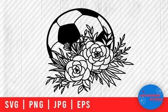 Soccer with Bunch Flowers, Football SVG